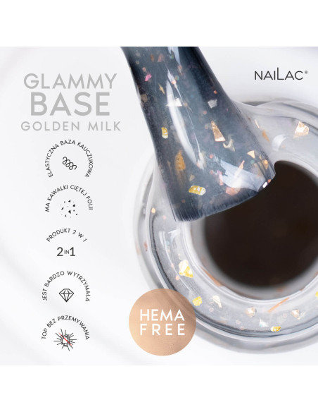 Baza kauczukowa Glammy Base Golden Milk NaiLac 7ml