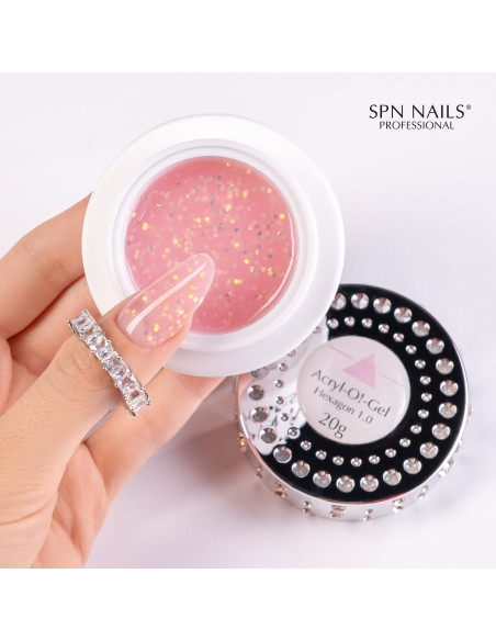 Akrylożel Acryl-O!-Gel Hexagon 1.0 różowy z brokatem 20g