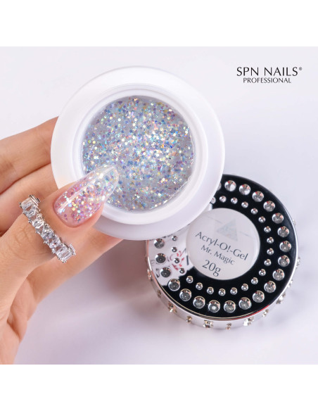 Akrylożel Acryl-O!-Gel Mr. Magic transparentny z brokatem 20g