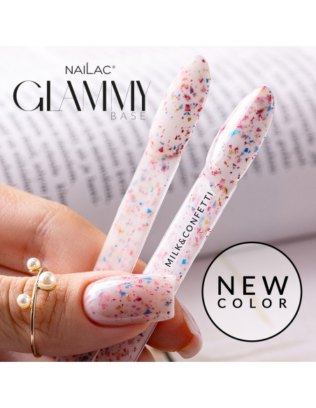Baza kauczukowa Glammy Base Milk&Confetti NaiLac 10ml