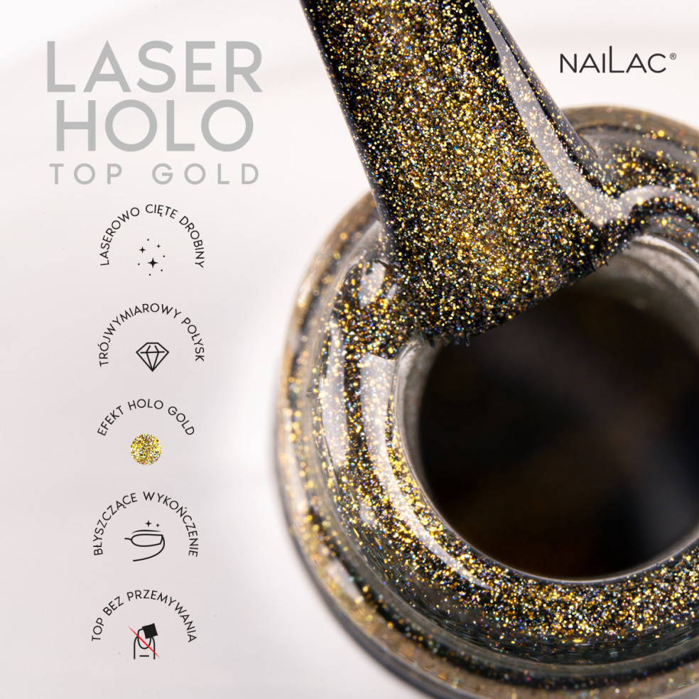 Hybrid top coat Laser Holo Top Gold...