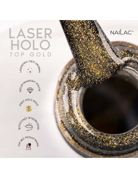 Hybrid top coat Laser Holo Top Gold NaiLac 10ml