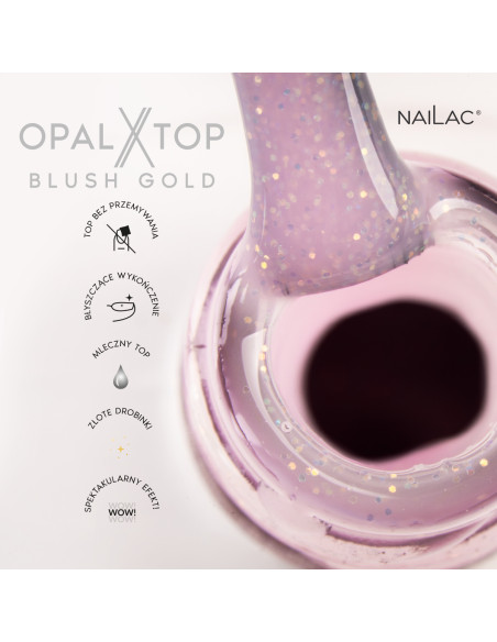 Hybrid top coat OpalX Top Blush Gold NaiLac 10ml