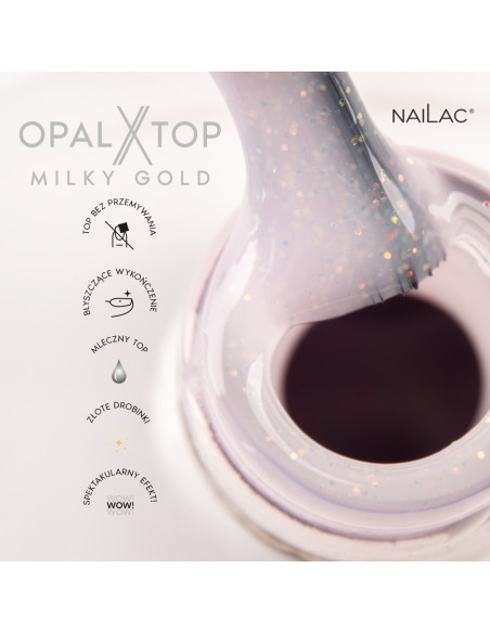 Hybrid top coat OpalX Top Milky Gold NaiLac 10ml