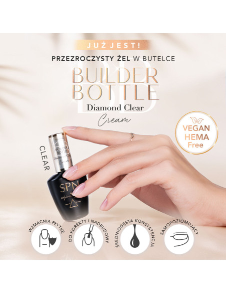 SPN Nails - Builder Bottle Cream - Diamond Clear 10ml