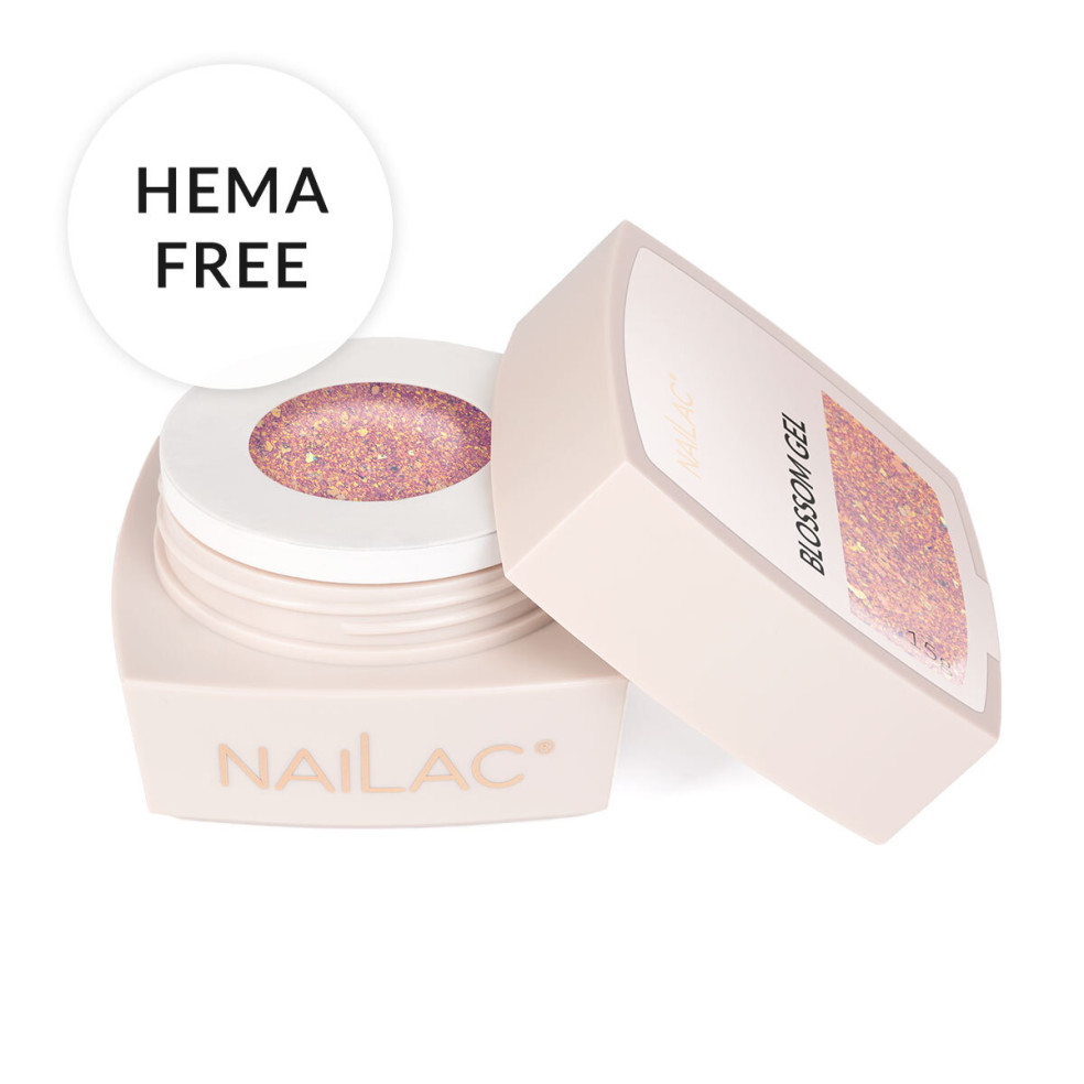 Żel NaiLac z efektem Flash w słoiczku - formuła hema-free z opalizującymi flakes Blossom Gel NaiLac 15g