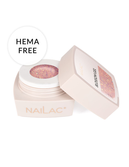 Żel NaiLac z efektem Flash w słoiczku - formuła hema-free z opalizującymi flakes Blossom Gel NaiLac 15g