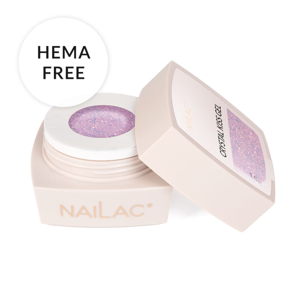 Żel NaiLac z efektem Flash w słoiczku - formuła hema-free z opalizującymi flakes Crystal Kiss Gel NaiLac 15g