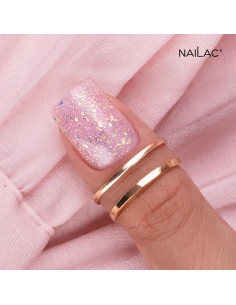 Żel NaiLac z efektem Flash w słoiczku - formuła hema-free z opalizującymi flakes Blossom Gel NaiLac 15g 2