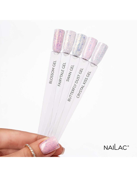 Paleta kolorów żeli NaiLac z efektem Flash - wzorniki odcieni do wyboru