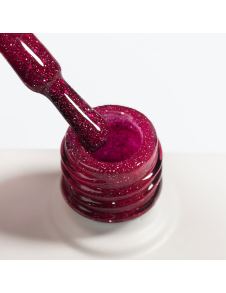 Hybrid nail polish glitter raspberry pink flash effect - Glitterally! NaiLac 7ml