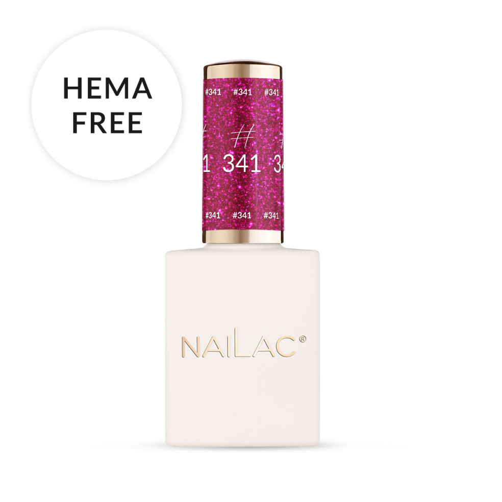 #341 Lakier hybrydowy NaiLac wiśniowy z drobinkami