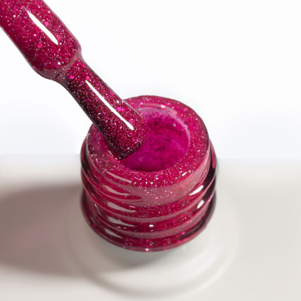Hybrid nail polish glitter pink flash...