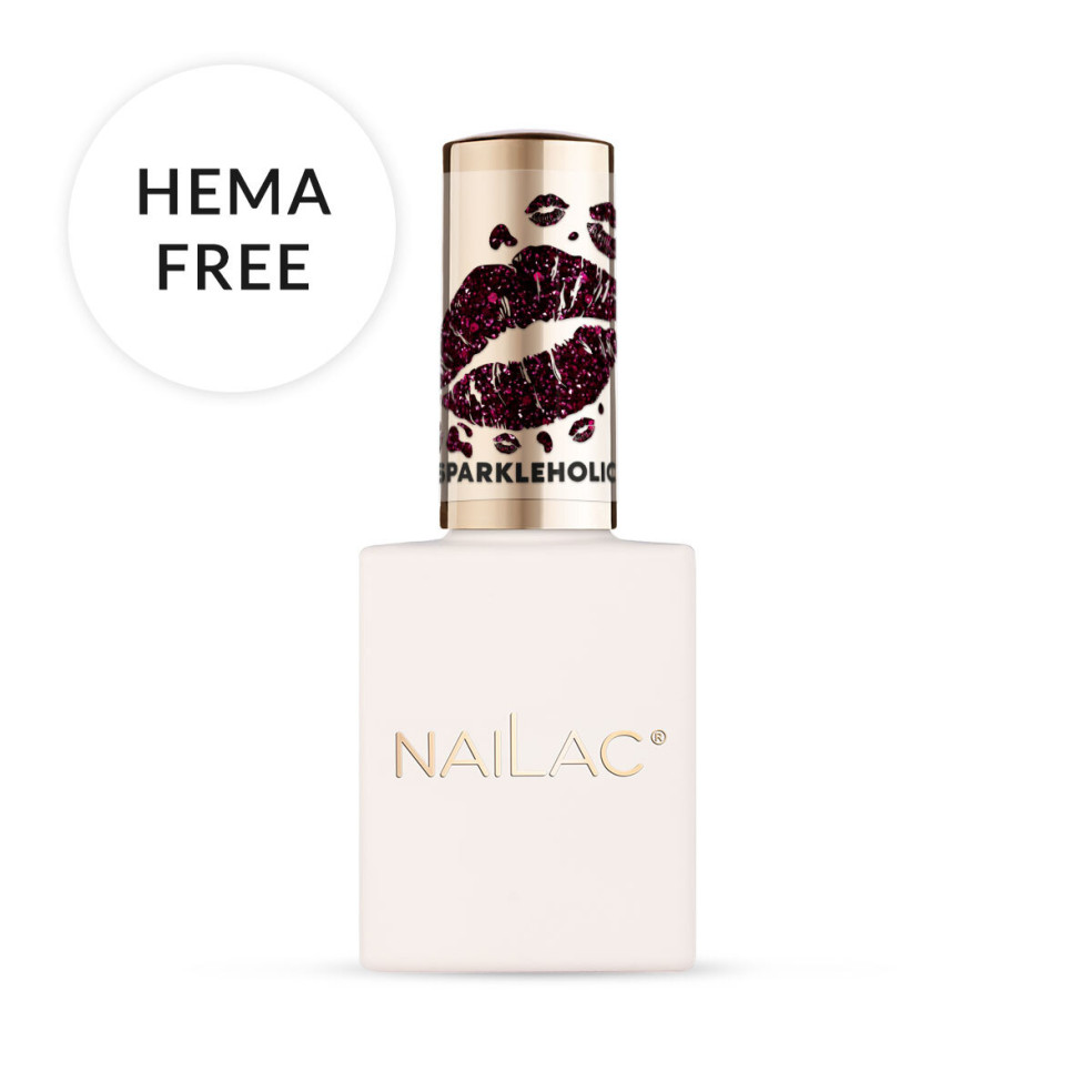Lakier hybrydowy brokatowy burgund flash effect - Sparkleholic NaiLac 7ml