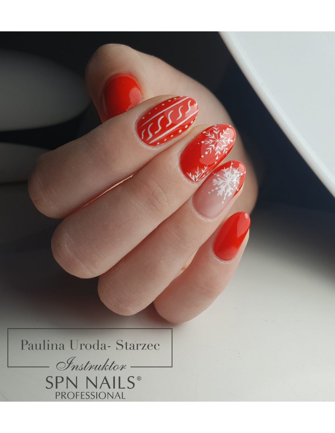 Bright Neon Red Manicure On Female Hands On The Background Of Jeans. Nail  Design. Beauty Hands Stock Photo, Picture and Royalty Free Image. Image  127176757.